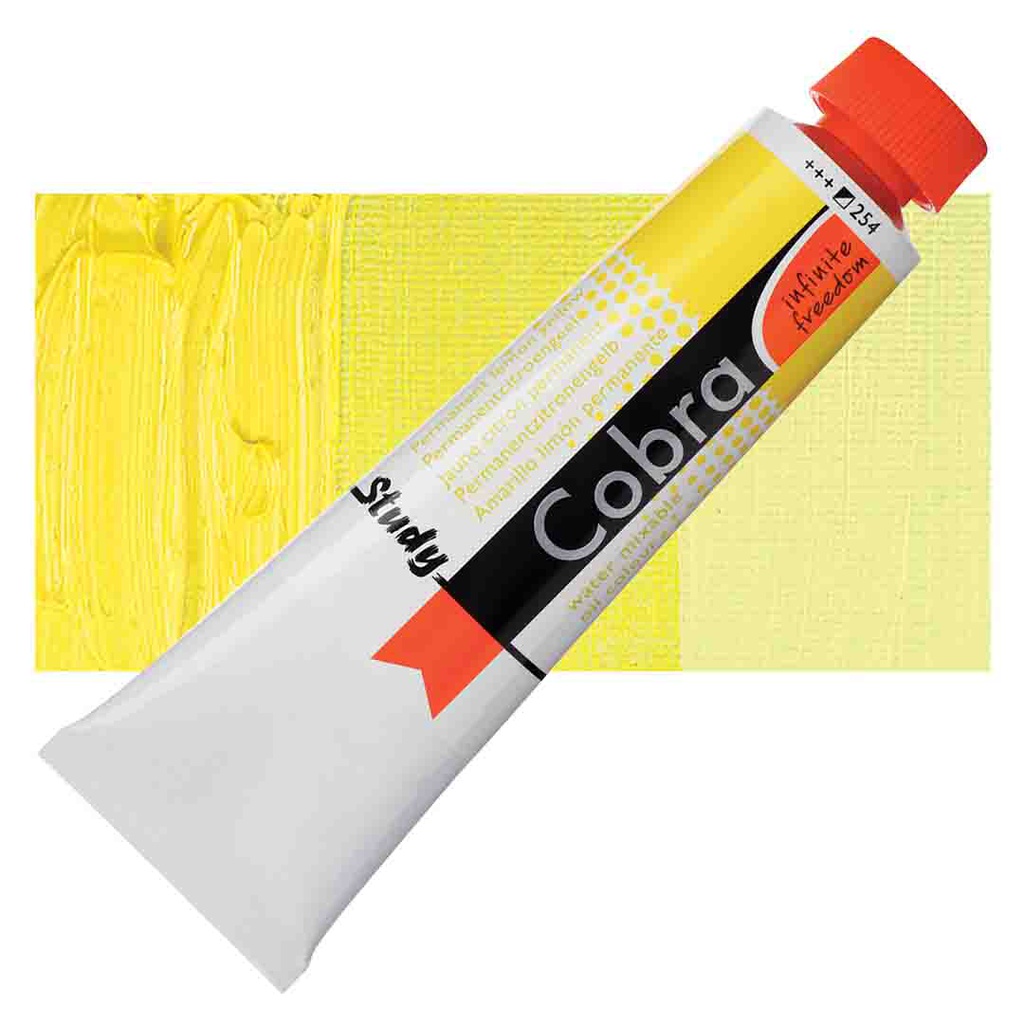 الوان زيتية مائي من شركة كوبرا هولندية 40 مل قابل للخلط بالماء   Permanent Lemon Yellow 254