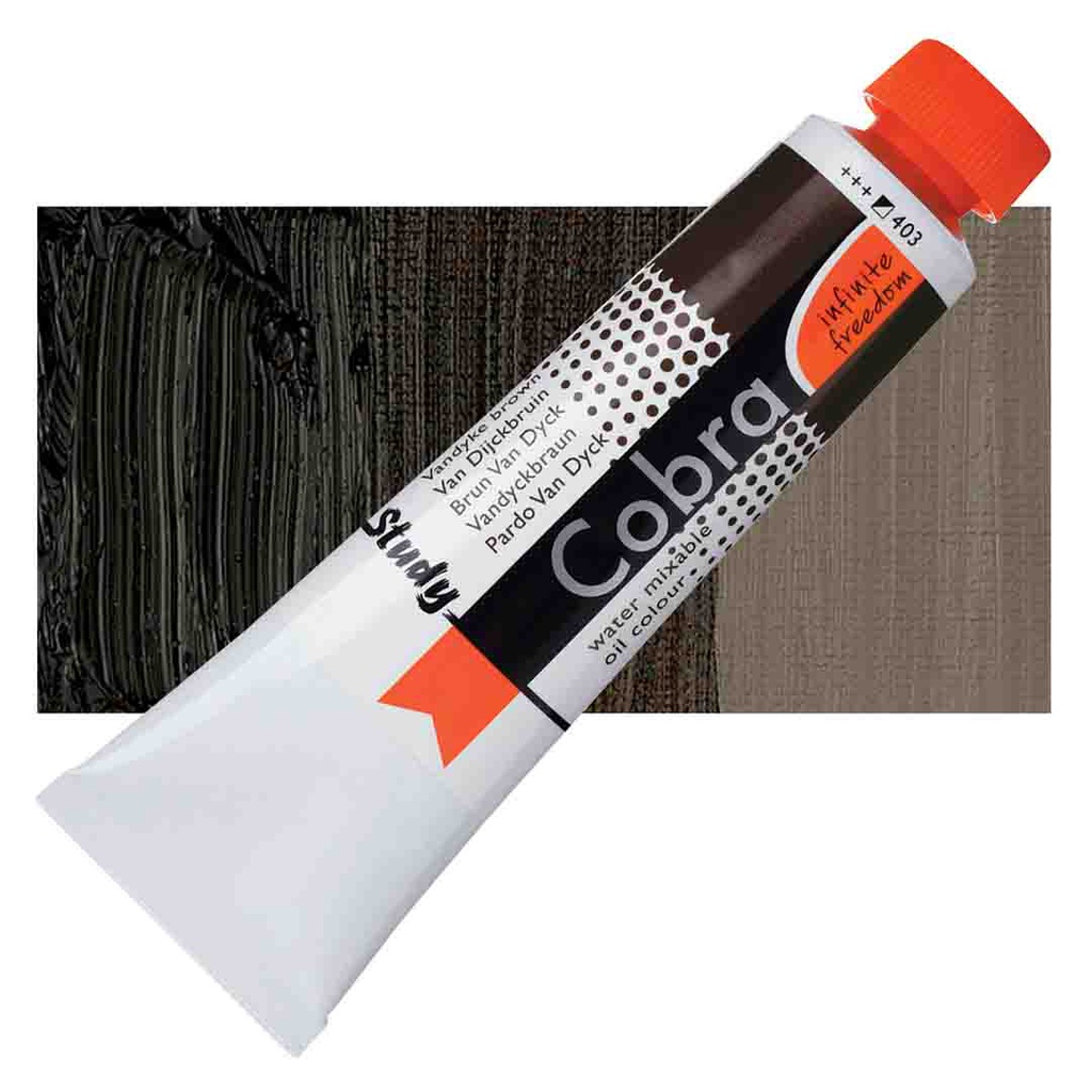الوان زيتية مائي من شركة كوبرا هولندية 40 مل قابل للخلط بالماء   Vandyke Brown 403