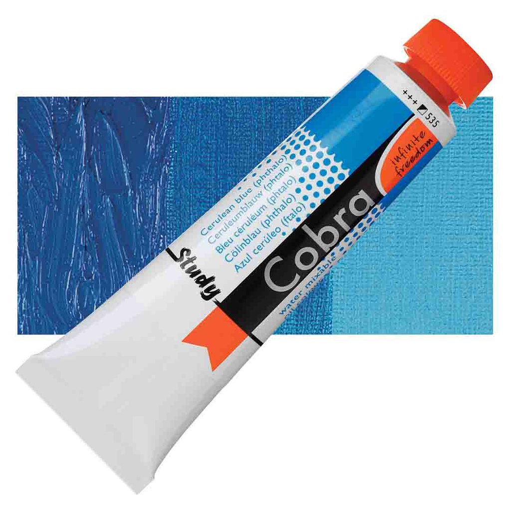 الوان زيتية مائي من شركة كوبرا هولندية 40 مل قابل للخلط بالماء   Cerulean Blue (Phthalo) 535