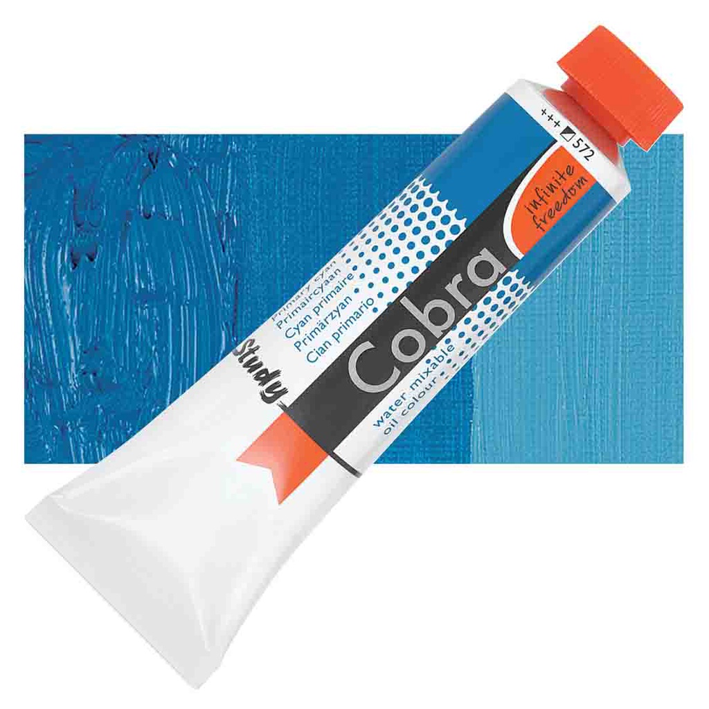الوان زيتية مائي من شركة كوبرا هولندية 40 مل قابل للخلط بالماء   Primary Cyan 572