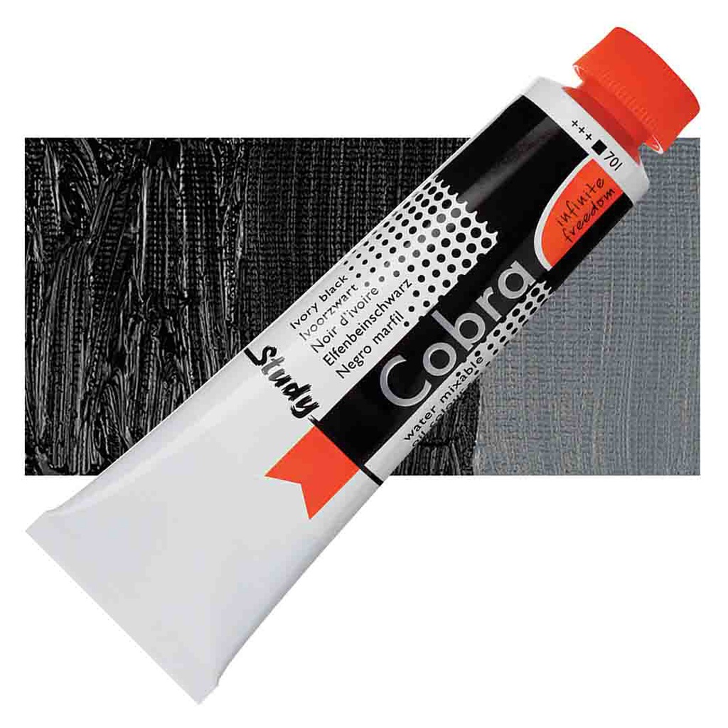 الوان زيتية مائي من شركة كوبرا هولندية 40 مل قابل للخلط بالماء   Ivory Black 701