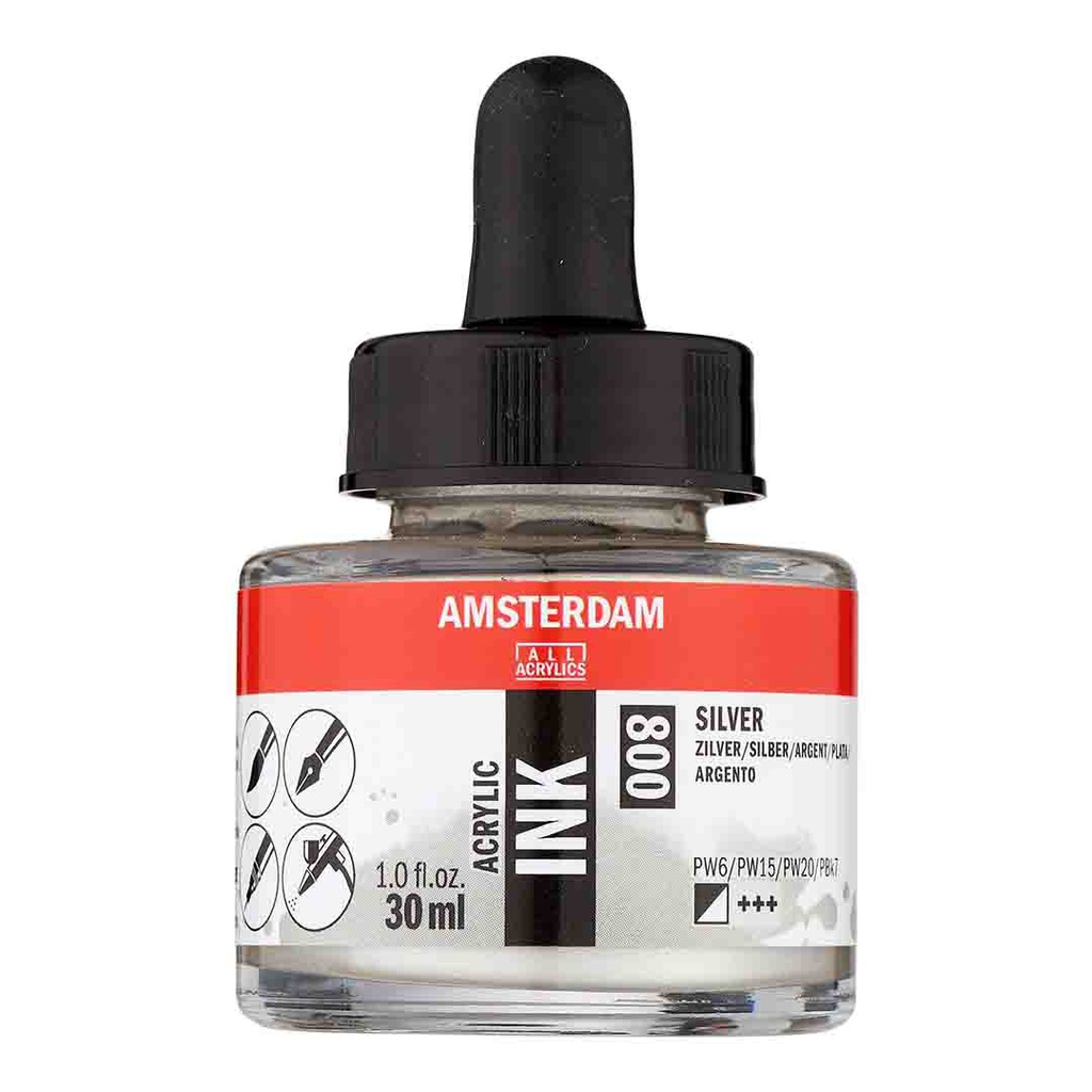 Amsterdam acrylic color  INK 30ML SILVER