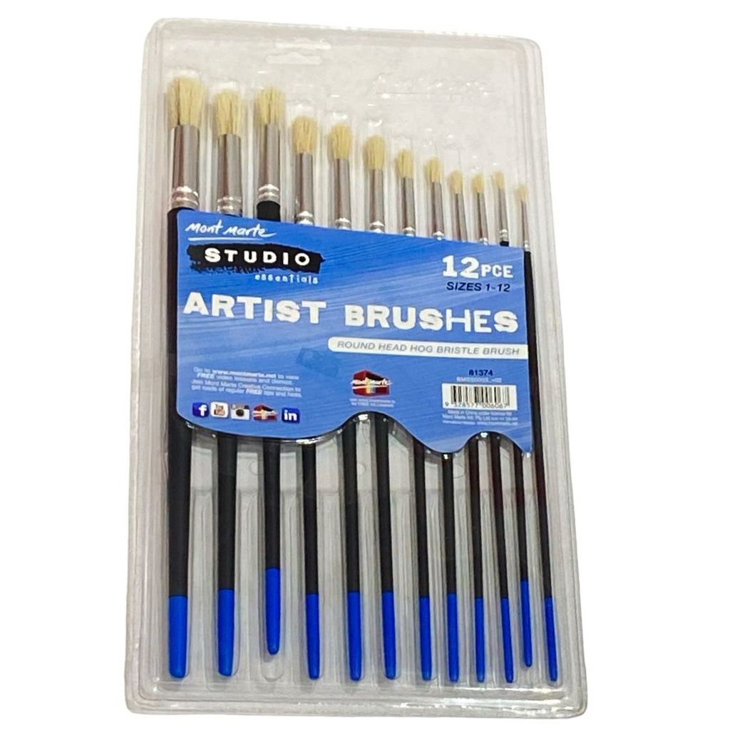 Mont Marte Studio Artist Brushes 12pc Round 1-12