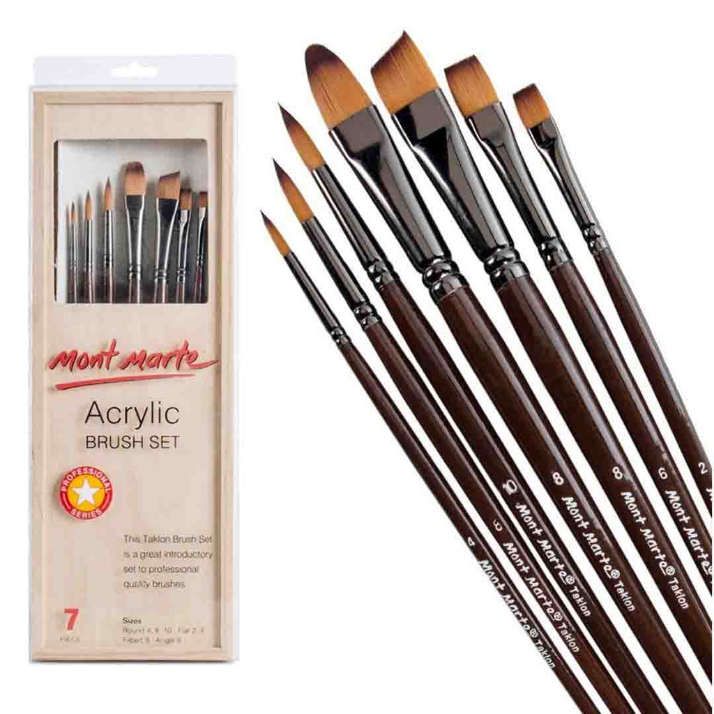 Mont Marte Acrylic Brush Set in box 7pc