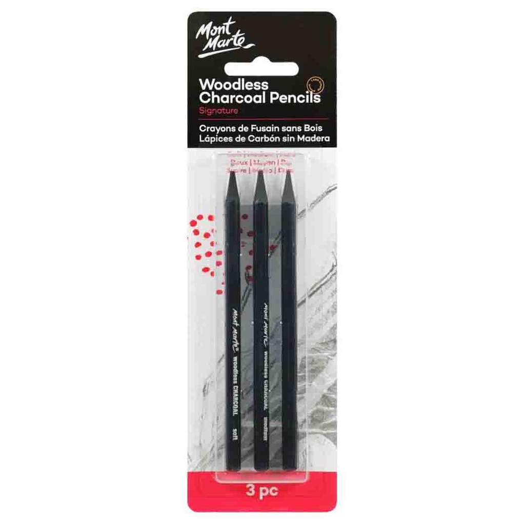 قلم رسم فحم 3 حبة مونت مارت بدون خشب