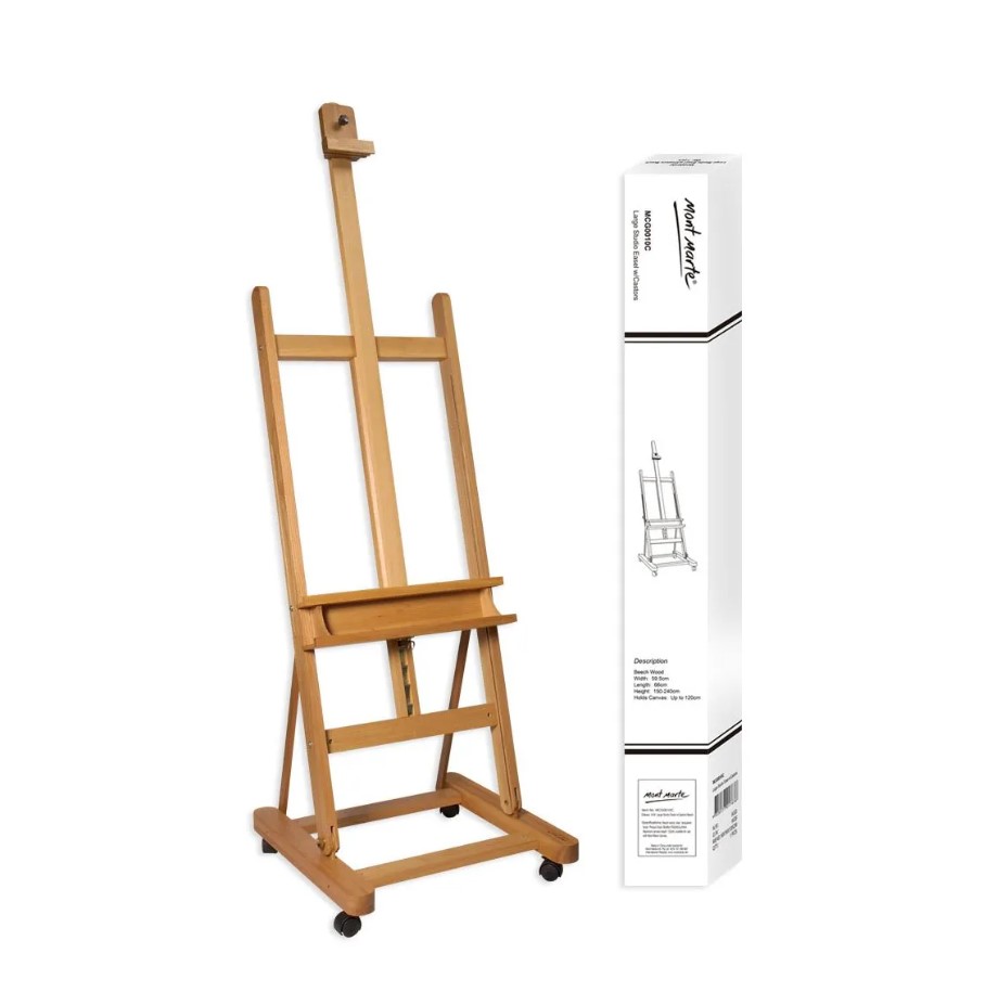 Mont Marte Large Studio Easel castors Beech Wood