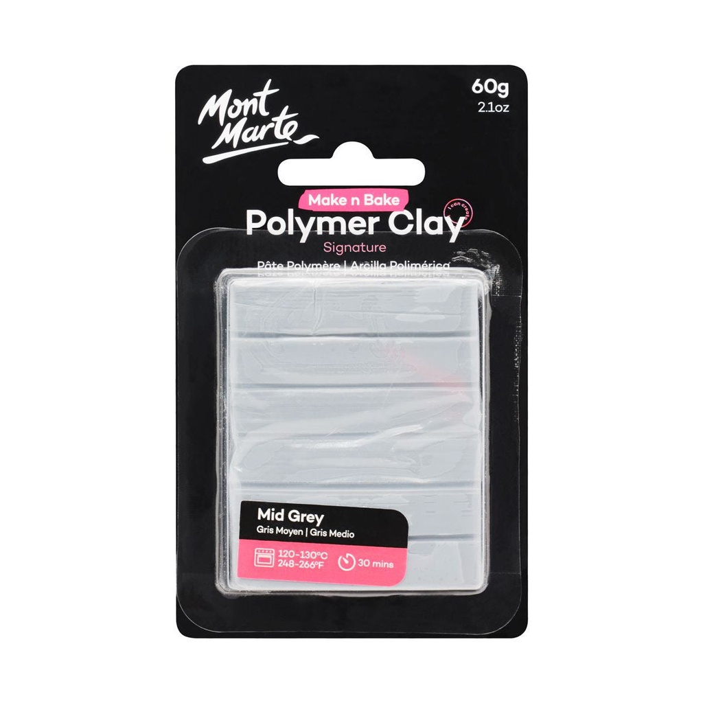 Mont Marte Make N Bake Polymer Clay 60g MID GREY‏