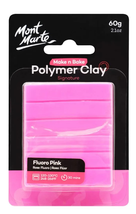 Mont Marte Make N Bake Polymer Clay 60g - Fluro Pink‏