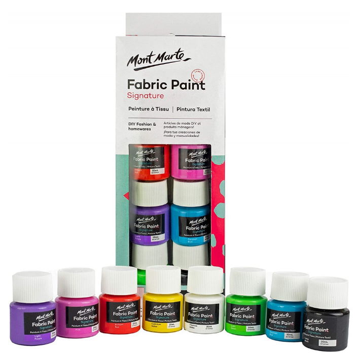 Mont Marte Fabric Paint Set 8 colors x 20ml Tubs