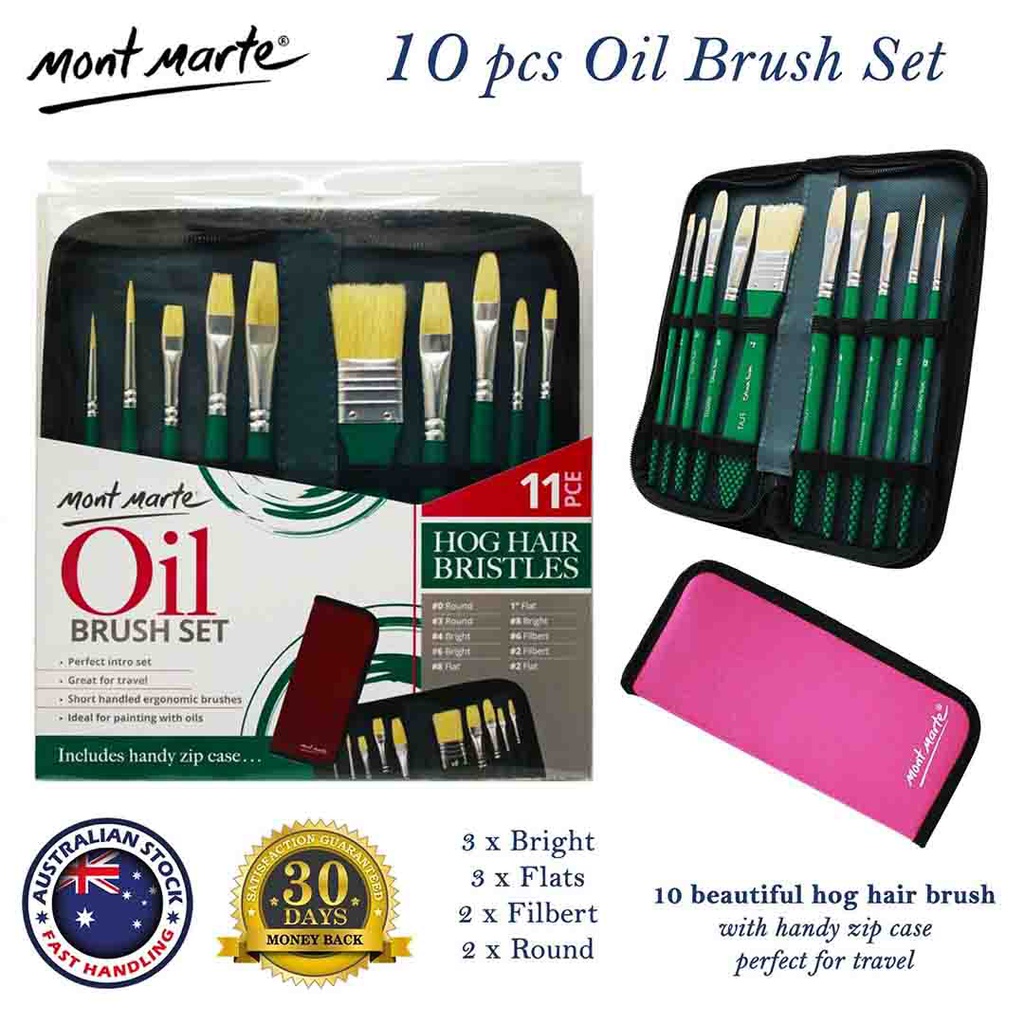 Mont Marte Brush Set in Wallet 11pc  Oil