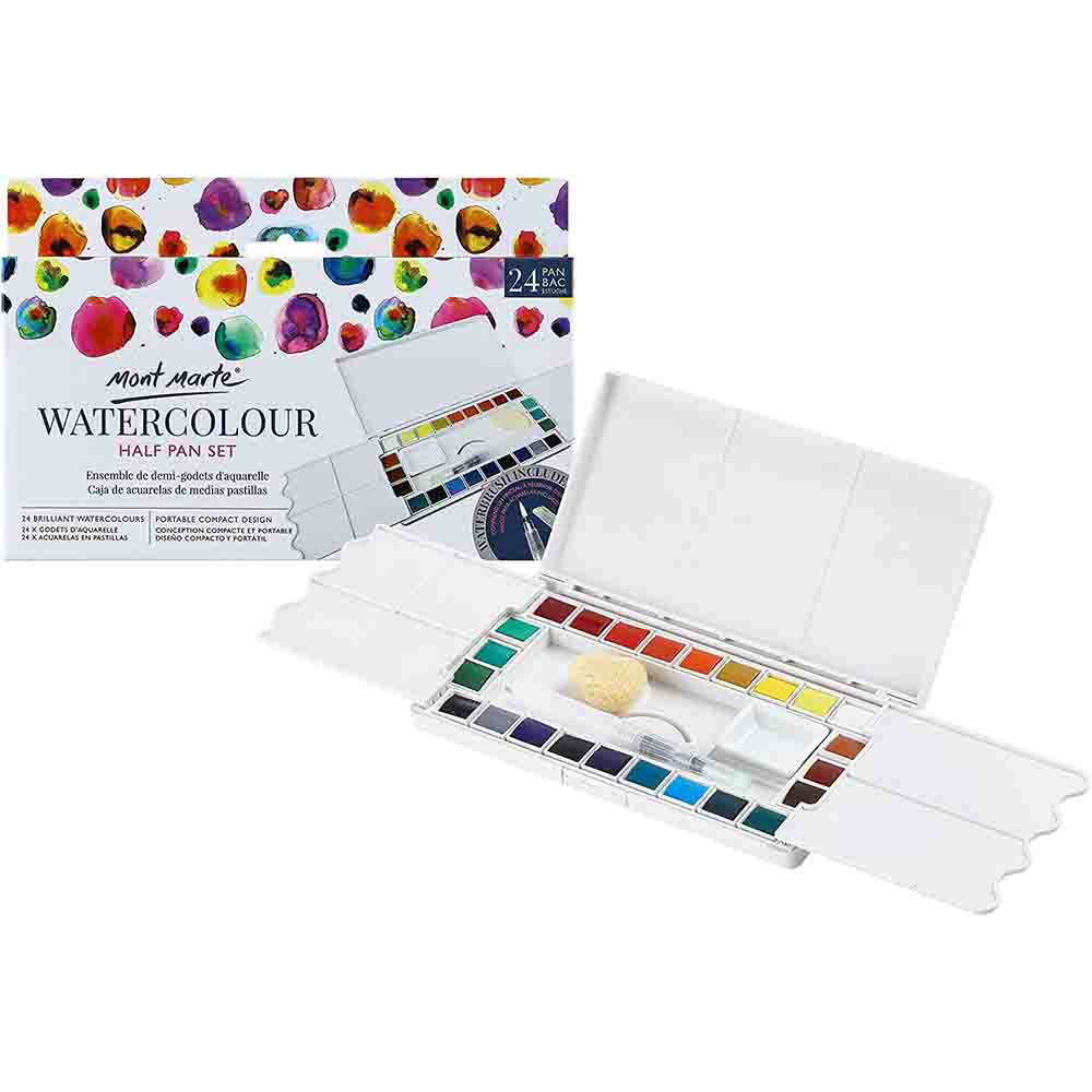 Mont Marte Watercolor Half Pan Set - 24pc‏