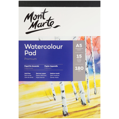 Mont Marte Watercolor Pad German Paper A5 180gsm 15sht