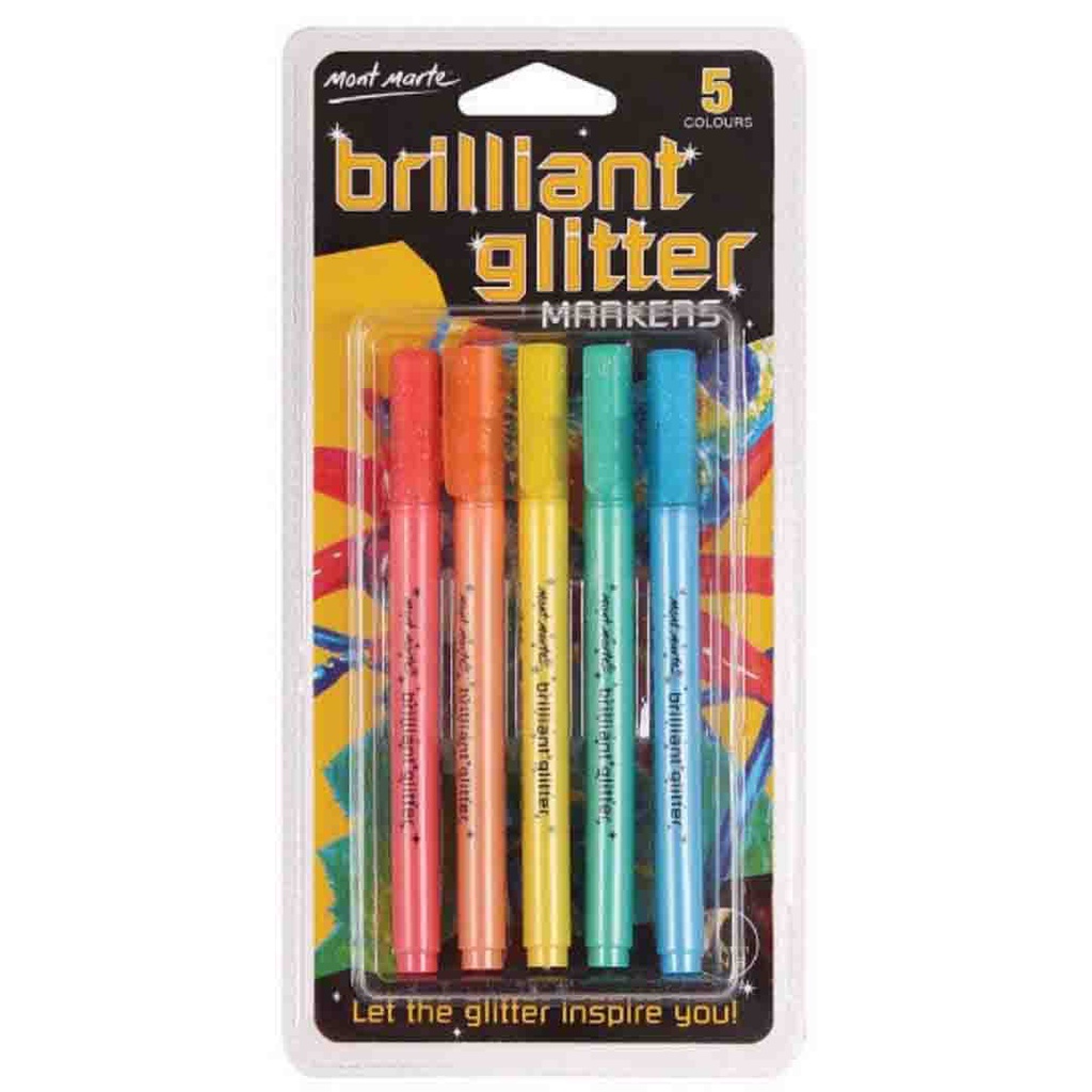 Mont Marte Brilliant Glitter Markers 5pc