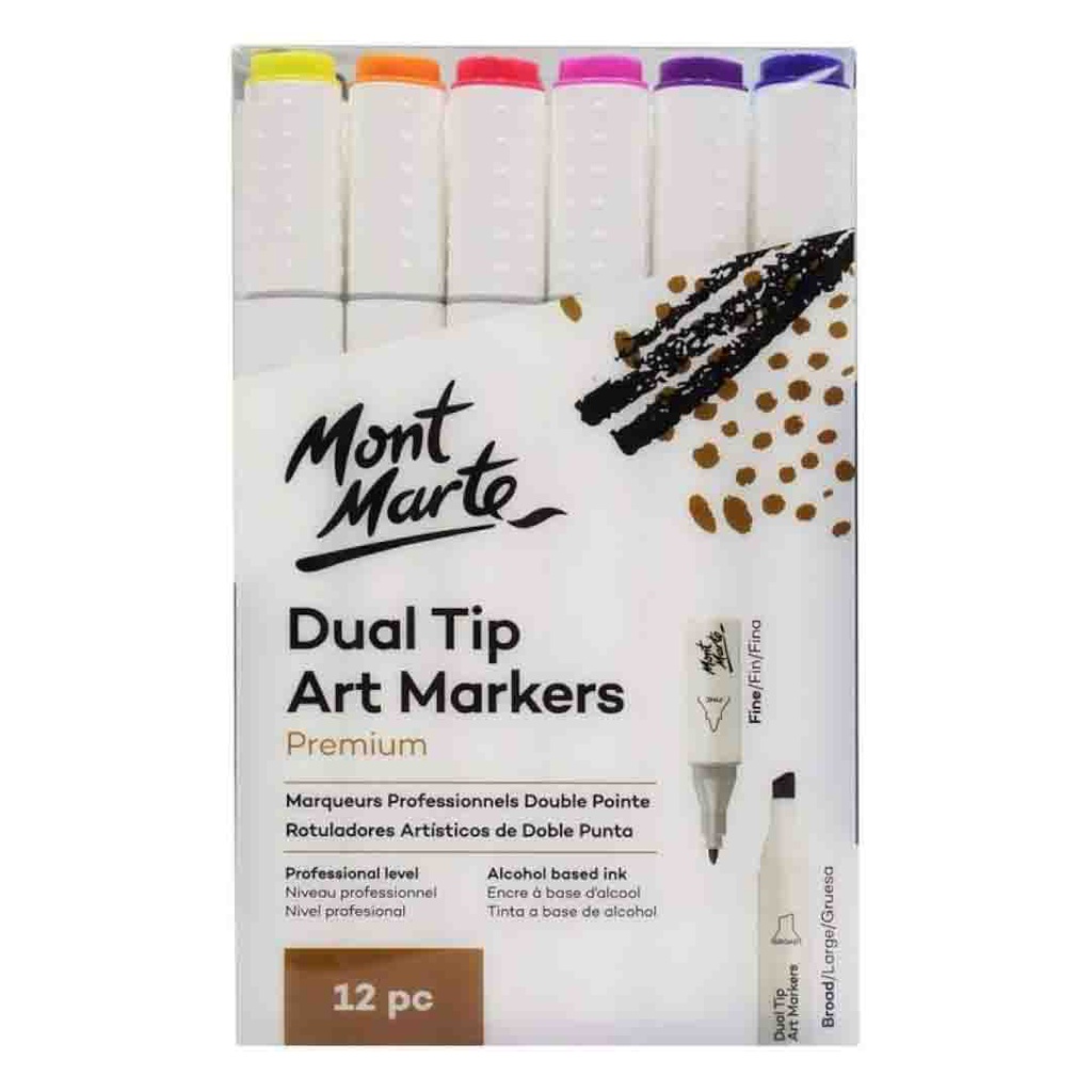 Mont Marte Dual Tip Alcohol Art Markers 12pc