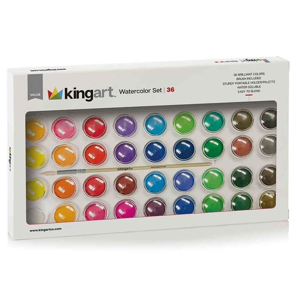 36 KINGART WATERCOLOR PAINT SET W/ BRUSH