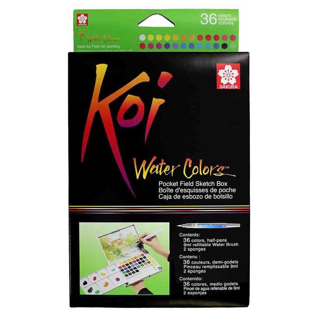 Koi Watercolor Pocket Field Sketch Box - 36 Colors