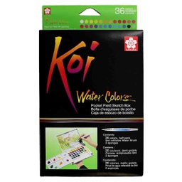 [XNCW-36N] Koi Watercolor Pocket Field Sketch Box - 36 Colors