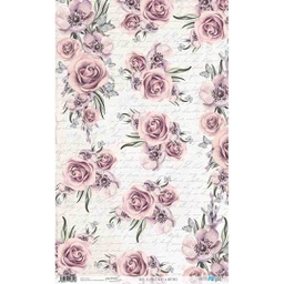 [PFY1814] RICE PAPER 54*33 ROSES &amp; WRITTINGS