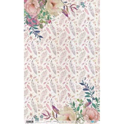 [PFY1854] RICE PAPER 54*33 CHIC FLOWERS &amp; FEATHERS