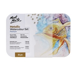 [PMHS0085] Mont Marte Metallic Watercolor Cake Set in Tin 21pc