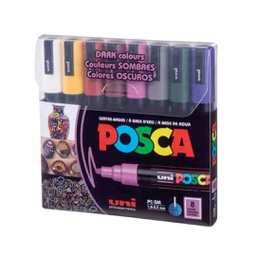 [PC-5M-DARK] الوان ماركر بوسكا لجميع الاسطح 8 لون POSCA 1.8-2.5MM