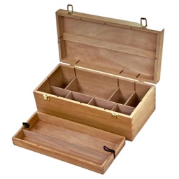 [SFE0044] صندوق تخزين خشبي لادوات الرسم مغلق الأبعاد: 41x20x16 سم خشب الزان 