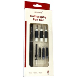 [SFT0217] Calligraphy Pen Set 1 pen barrel
1 extra ink tank
4 stainless steel nibs: XF/F/M/B
3 ink cartridges: Black/Blue/Blue-Black