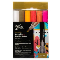 [MPN0168] Mont Marte Metallic Acrylic Paint Pens Broad Tip 12pc