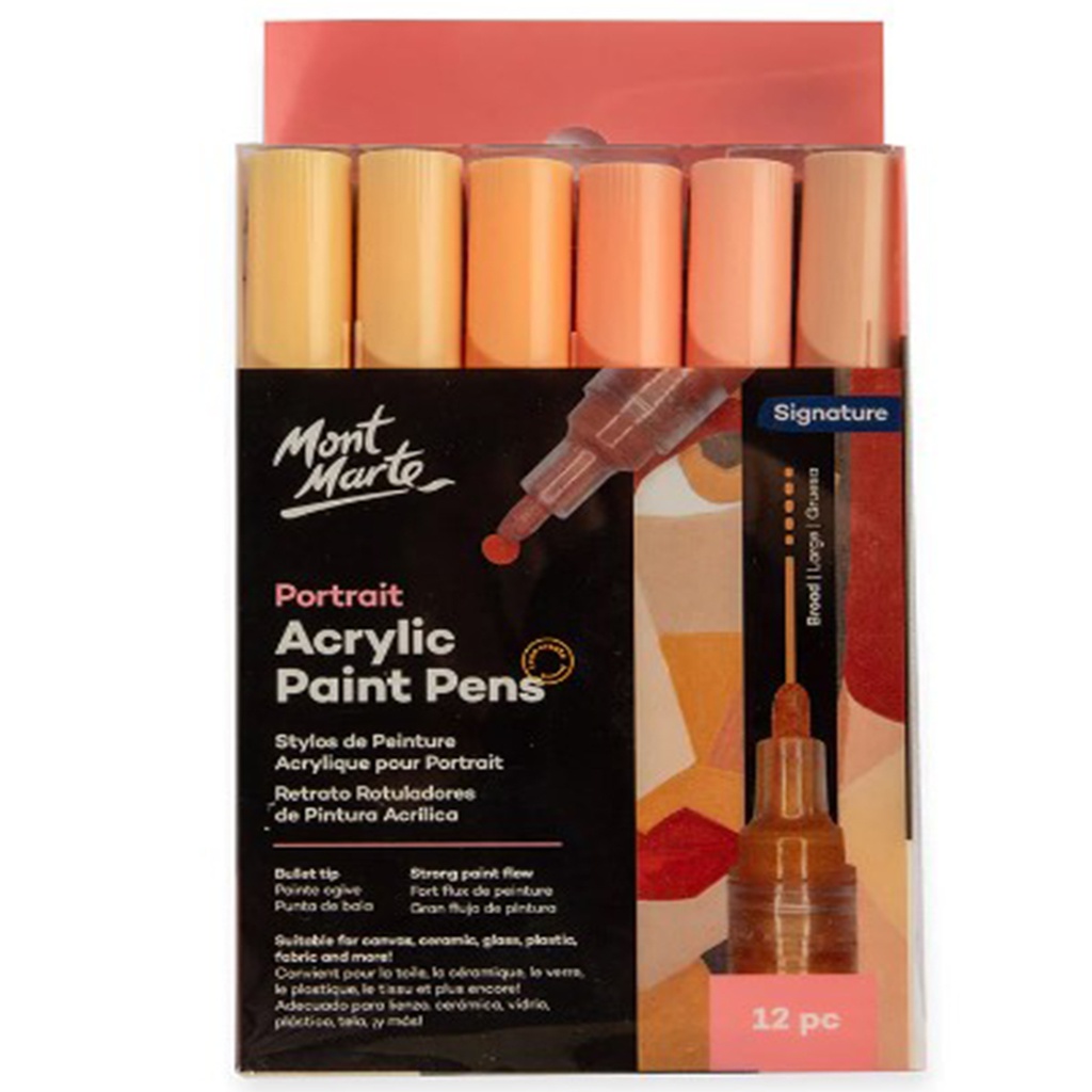 Mont Marte Acrylic Paint Pens Skin Tone Broad Tip 12pc
