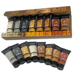 [AA0821SPT-201] METALLIC ACRYLIC PAINT SET 8 X 21 ML