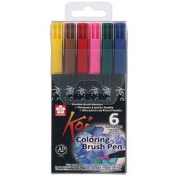 Koi Colouring Brush Pens Bright- 6 Pack