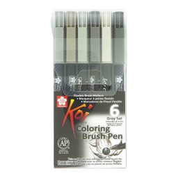[XBR-6] Koi Colouring Brush Pens Gray - 6 Pack