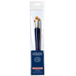 [300236] Lefranc &amp; Bourgeois fine brush synthetic flat 4/8/12 long handle