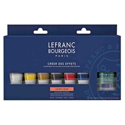 [300343] Lefranc &amp; Bourgeois fine acrylic color 6X20ML and additives discovery set