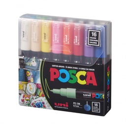 [MI-PC1M-16] POSCA الوان يوني لجميع الاسطح 16لون