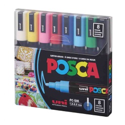 [MI-PC5M-08C] الوان ماركر بوسكا لجميع الاسطح 8 لون POSCA 1.8-2.5MM
