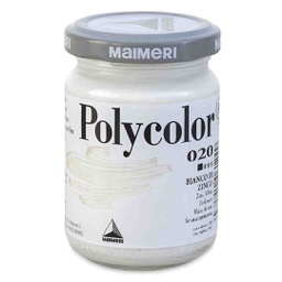 [M1220020] Maimeri Polycolor Vinyl Paint - Zinc White, 140 ml, Jar