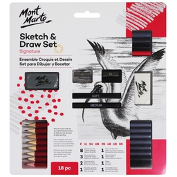 [MPN0039] Mont Marte Sketch and Draw Set, Charcoal Graphite &amp; Accessories Kit 18pce‏