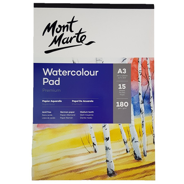 Mont Marte A3 Watercolor Pad 15 Sheets German Paper 180gsm Art Craft