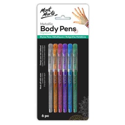 [MBRT0101] قلم رسم علي الجسم 6 لون ميتالك لماع مونت مارت سهلة التنظيف