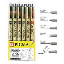 Pigma Micron 6pc Pen Bundle - Black‏