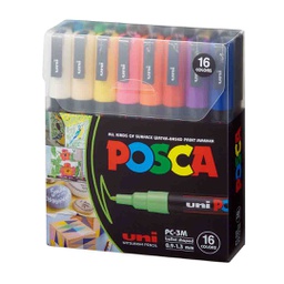 [PC-3M] الوان ماركر بوسكا لجميع الاسطح 16لون POSCA 0.9-1.3 MM